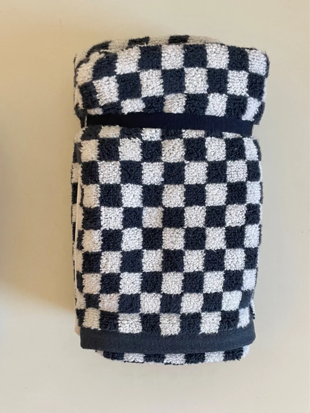 Set 2 Nautica Navy Blue + White Check 16” x 28” Hand Towels Brand New NWT!